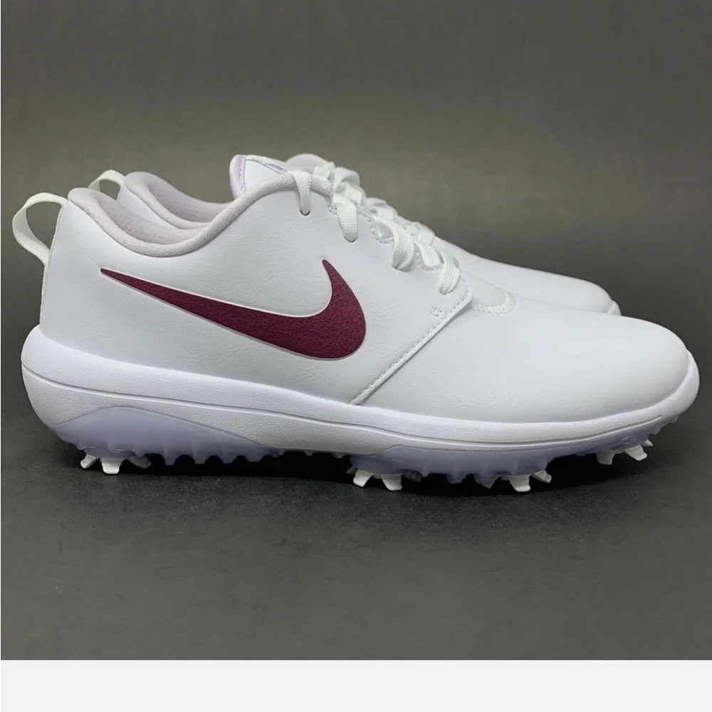 Nike White Golf Shoes with Maroon Swoosh Accents - Picture 3 of 5